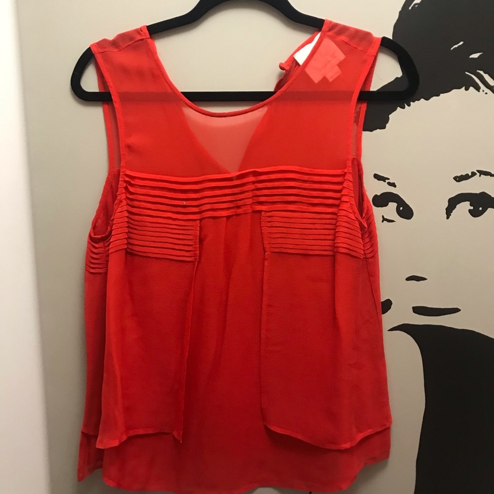 Like New pin tuck orange blouse